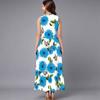 Women Oversized Sleeveless Round Neck Dress Bright Floral Printed Loose Mid Calf Gown