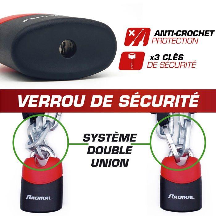 Antivol chaîne cadenas - radikal - rk4120 - acier trempé - 120 cm - sécurité renforcée
