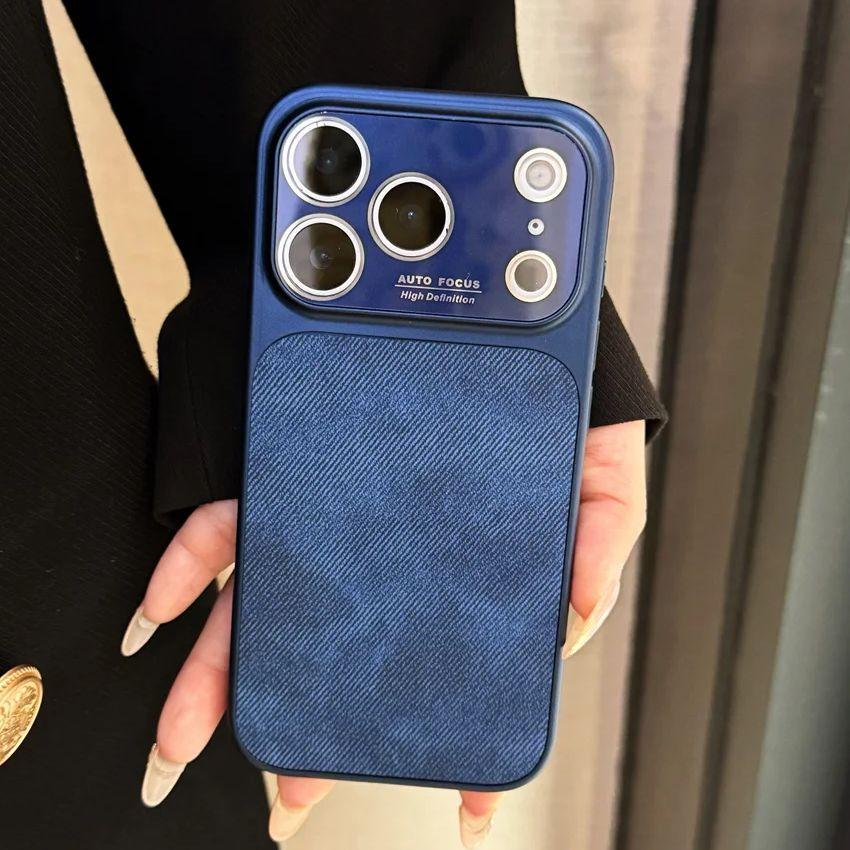 Vintage Denim Jeans Washed Color Phone Case For iPhone 17 16 15 14 13 Pro Max Camera Protection Shockproof Matte Cover Funda