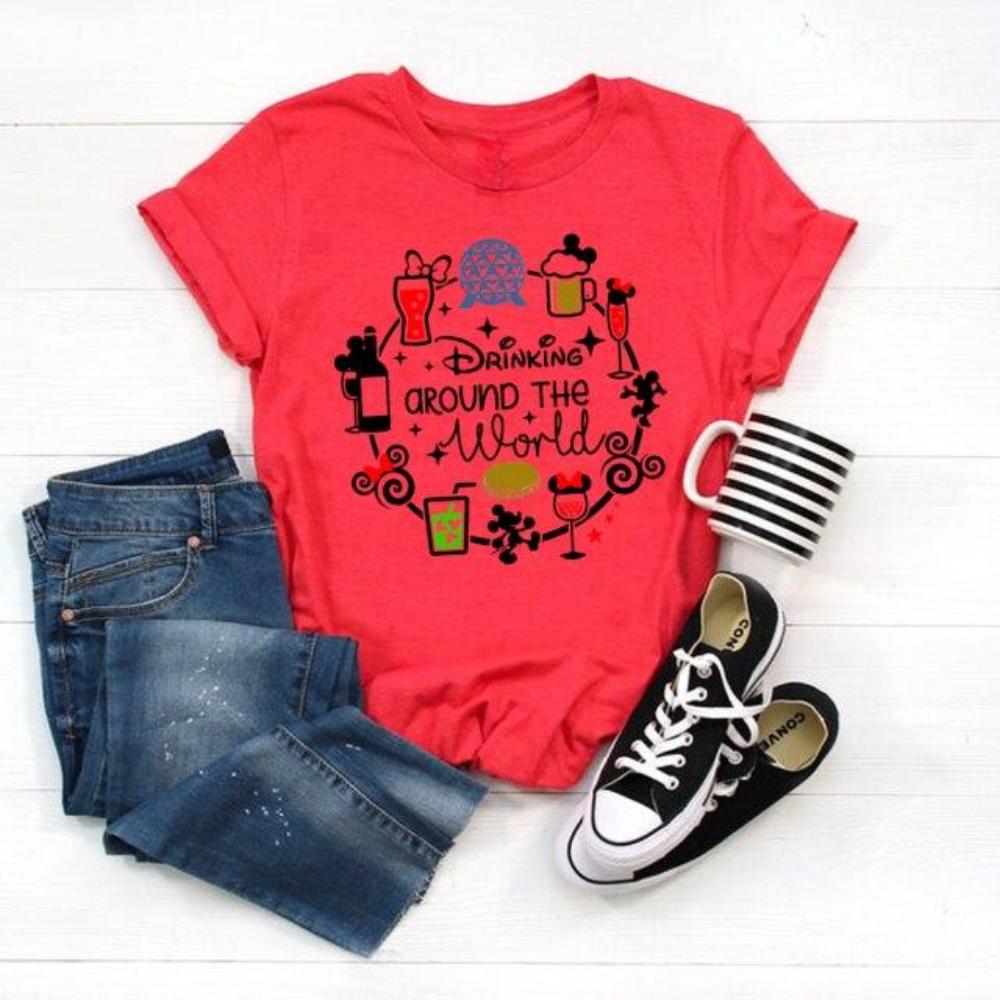 Drinking Around The World Shirt Snacking Around The World Tees Epcot Cool Fun Vacation T-Shirt Graphic T Shirts