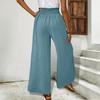Women Pants Elastic Waist High Side Split Casual Pants Spring Summer Autumn Breathable Solid Color Loose Fit Wide Legs Trousers