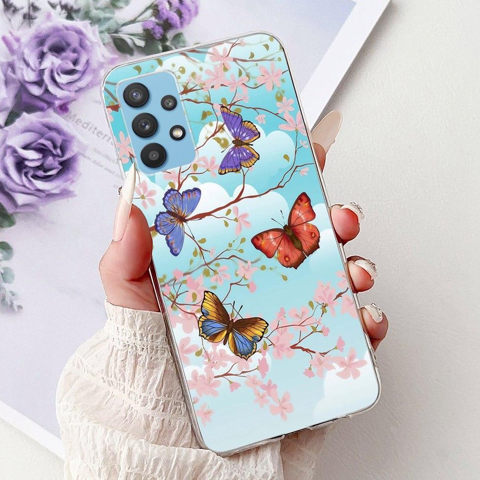 For Samsung A32 5G Case SM-A326B Clear Cute Cat Fashion Funny Painted Back Cover For Samsung Galaxy M32 5G Phone Case SM- M326B