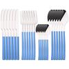 24Pcs Silver Cutlery Set Stainless Steel Dinnerware Set Knife Fork Spoon Dinner Set Kitchen Tableware Service for 6 Flatware Set
