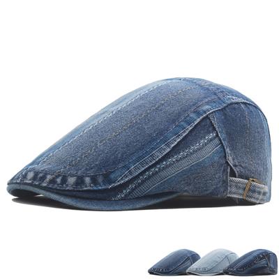 Gewaschen Denim Baskenmütze Frauen Frühling Herbst Vorwärts Kappe Männer Im Freien Sonnenhut Farbe Gestreifte Kappe