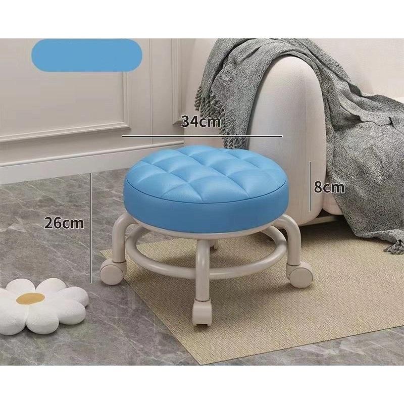 Universal Wheel Small Stool Household Pulley Low Stool Wheeled Bench Small Round Stool Sofa Stool Small Chair Plastic Backrest