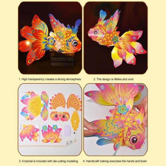 DIY Lantern Material Pack Cartoon Goldfish Design Traditional Mid-Autumn Lantern Festival Decoration Chinese Culture Decor
