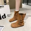 Cowhide Version! Short Boots Women's 2025 New Autumn Thin Niche Popular Retro Versatile Small Man Height-increasing Thin Boots
