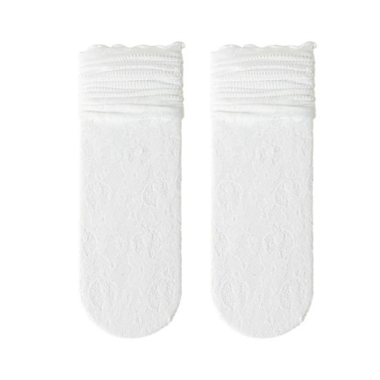 Women's Ruffle Socks Casual Mesh Lace Crew Socks Summer Ultra Thin Frilly Ankle Socks Soft Breathable Knit Socks