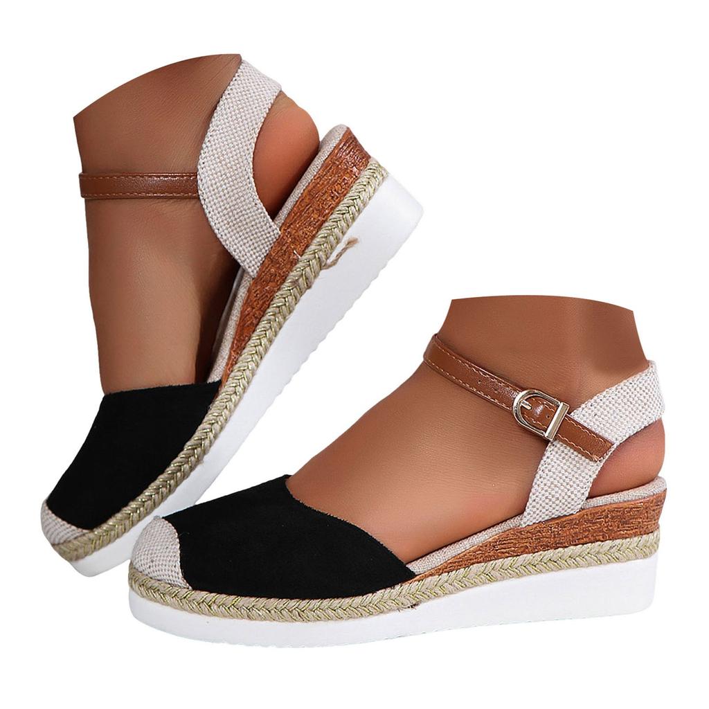 Strass Plateau Sandalen Für Damen Urlaub Slingback Pumps Keilabsatz Sandalen Für Damen Canvas Espadrille Sandalen Für Damen