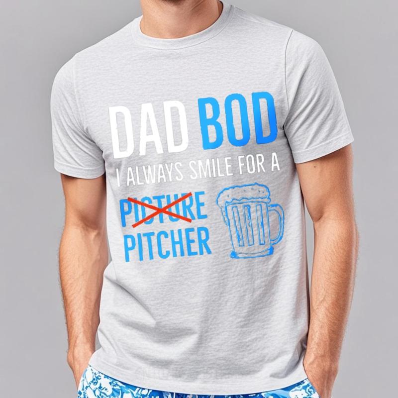 Unisex Tshirt Soft summer t shirt Black New Tee Dad Bod I Always Smile For A Pitcher Comfort For man Tee shirt Breathable Tee