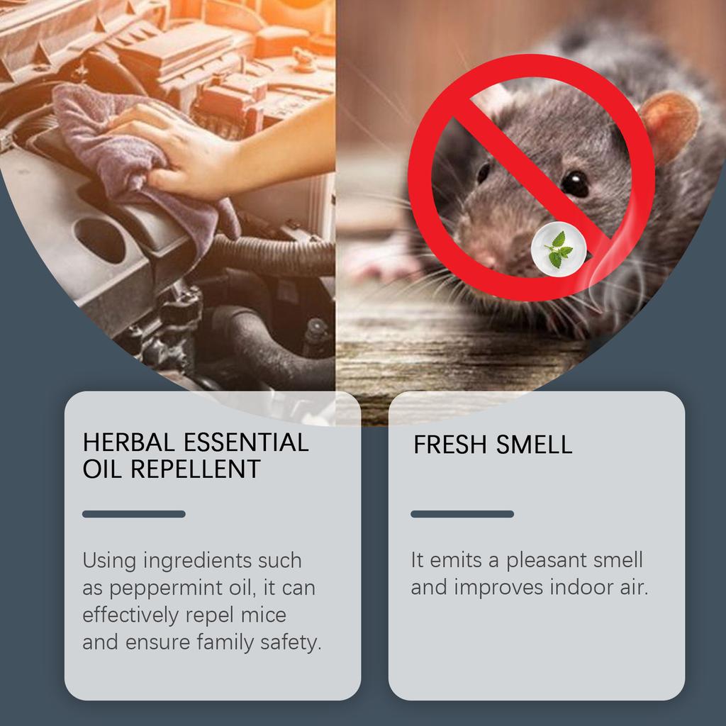 Pastiglie Repellenti per Roditori 10 Pezzi Profumo Naturale alla Menta Deterrente Non Tossico per Roditori per Uso Interno ed Esterno Sicuro per Animali Domestici e Ambiente