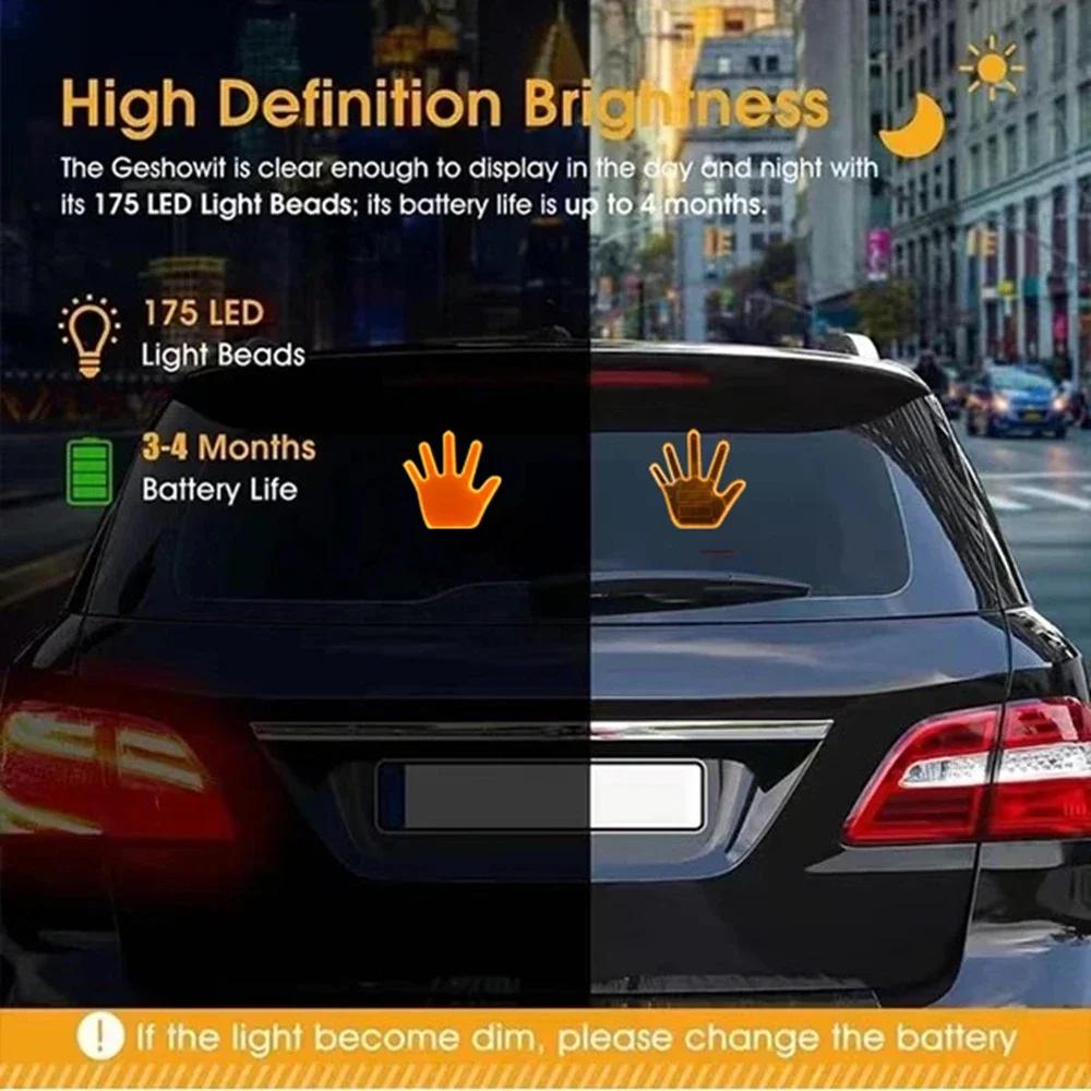 Flip Off Finger Light with Remote Car Guys Gift Truck Car Led Sign LED Hand Gesture Light Up Hand For Car Window
