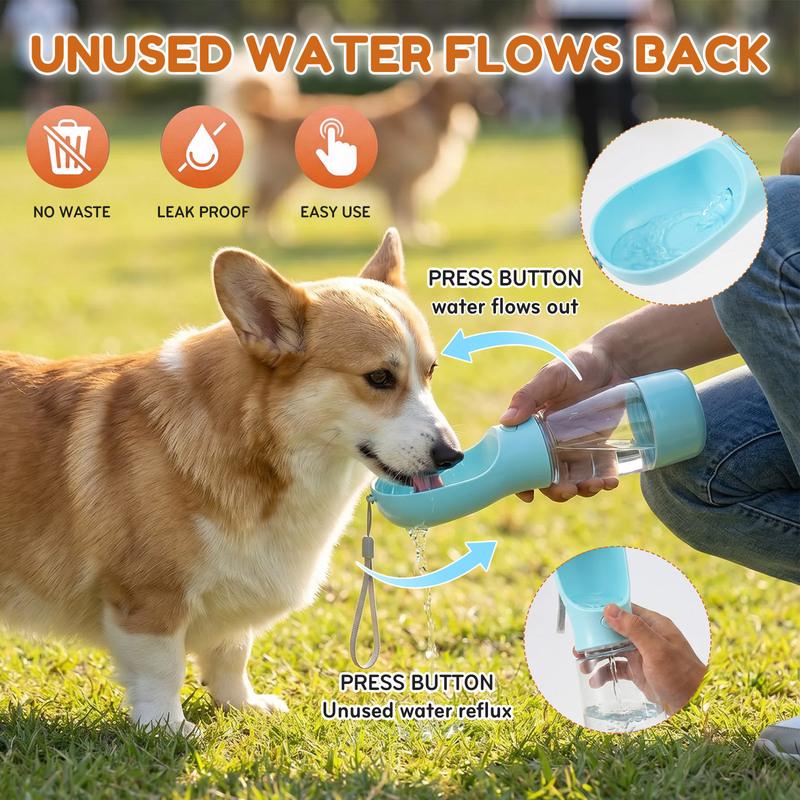 Dog Water Bottle Portable Drinking Bowl with Food Dispenser and Poop Bag Small Dogs Cat Travel Hiking Puppy Pet Water Cup