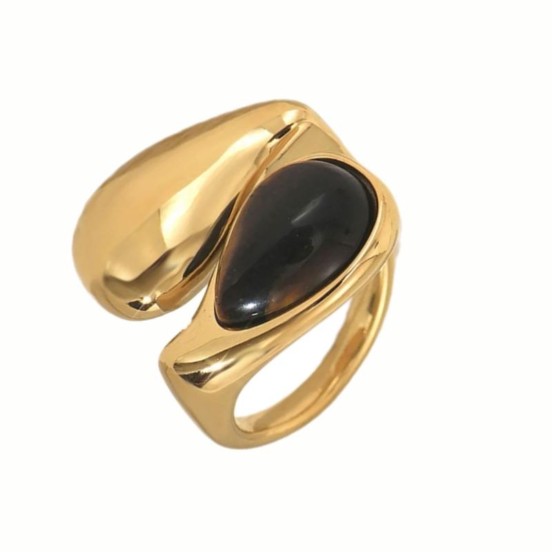 Simple Adjustable Opening Rings Fashion Geometric Pearls Rings Copper Texture Suitable for Wedding and Parties Wear