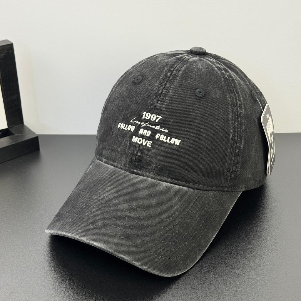 Fashion Hat Autumn and Winter Baseball Cap Alphabet Embroidery Big Head Circumference Show Face Small Versatile Cap Atmosphere Ins Washed Cotton Soft
