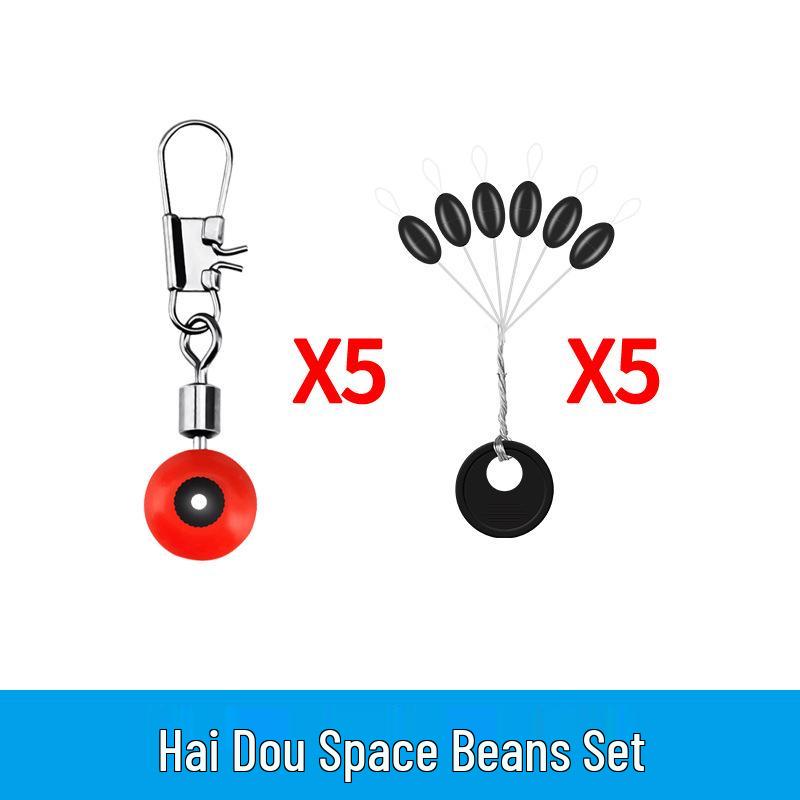 Fishing Tackle Set: Bean-Shaped Float, Connector, Safety Pin, and Figure-Eight Ring for Sea Rod