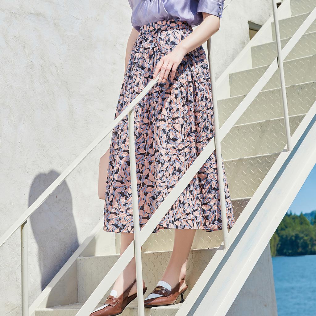 Pure Cotton Temperament Floral Half Skirt
