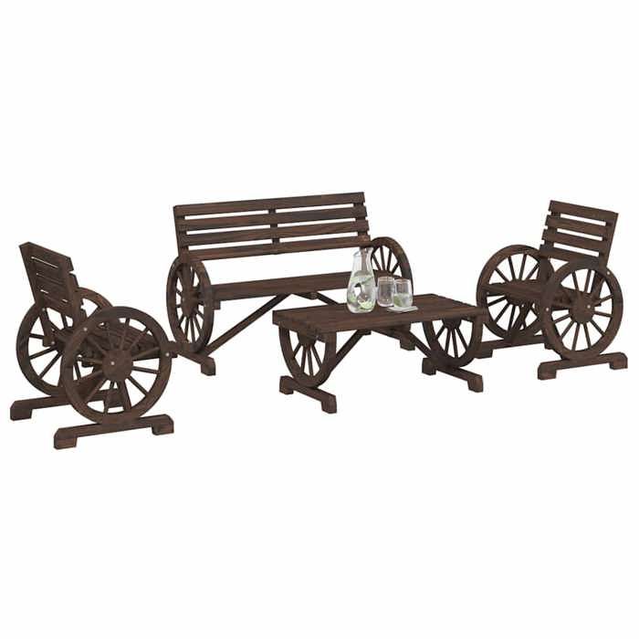 VidaXL Salon de Jardin 4 pcs, Sièges avec Dossier et Accoudoirs, Ensemble de Meubles, Mobilier de Terrasse Patio, Bois de 3207132