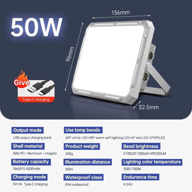 Portable LED Camping Tent Light Rechargeable Searchlight High Power Outdoor Emergency Lighting Waterproof Hanging Night Lamp