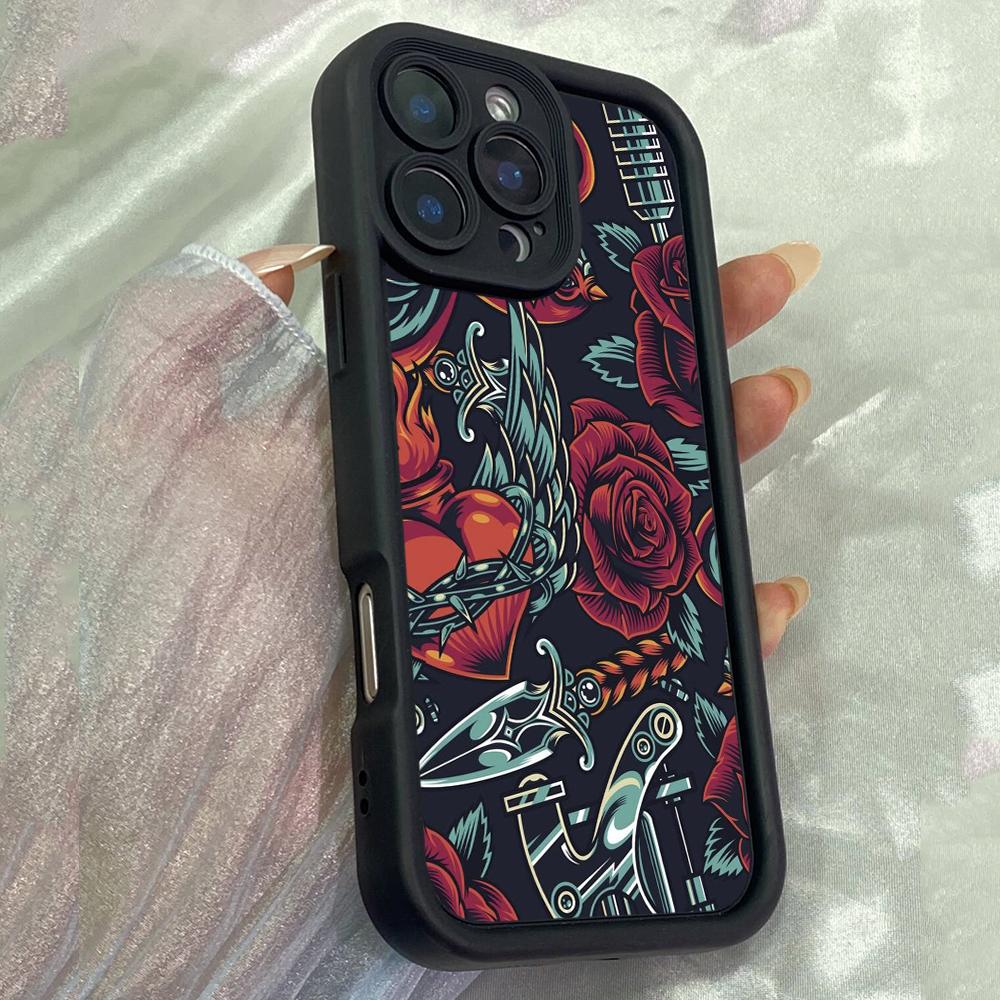 JT449 Red Blue Roses for iPhone 17 16 15 14 13 Pro Max Samsung S26 S25 Ultra A17 A07 A56 A16 Xiaomi 15T Redmi 15c 14C 13C Soft Case