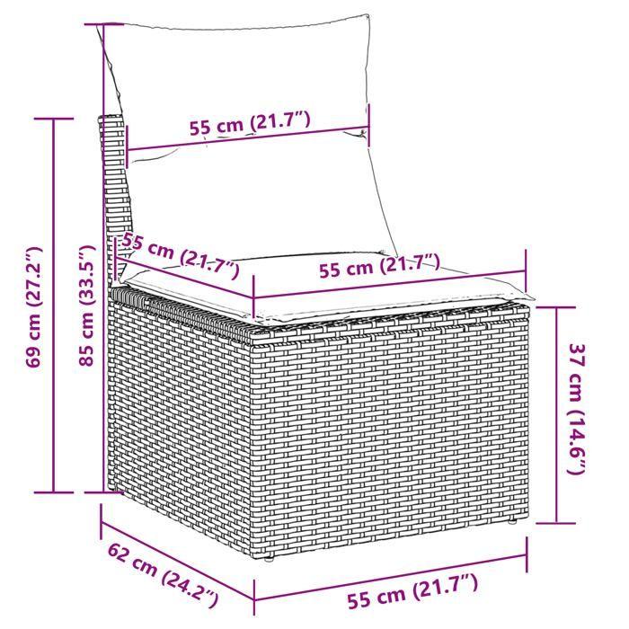 VidaXL Ensemble de Canapés de Jardin 9 Pièces avec Coussins Beige Rattan synthétique 3355889