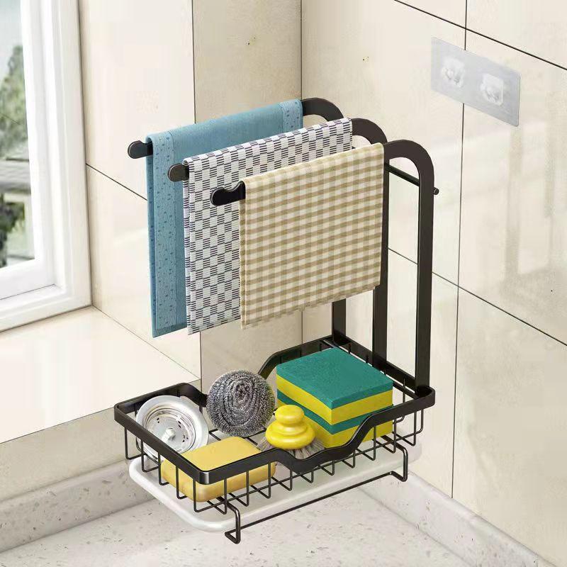 Spültuch-Aufbewahrungsregal, Lappenregal, Küchenregal, frei perforierte Arbeitsplatte, wandmontiertes Schwamm-Abflussregal, Waschbecken, Waschbecken mit Abflussplatte