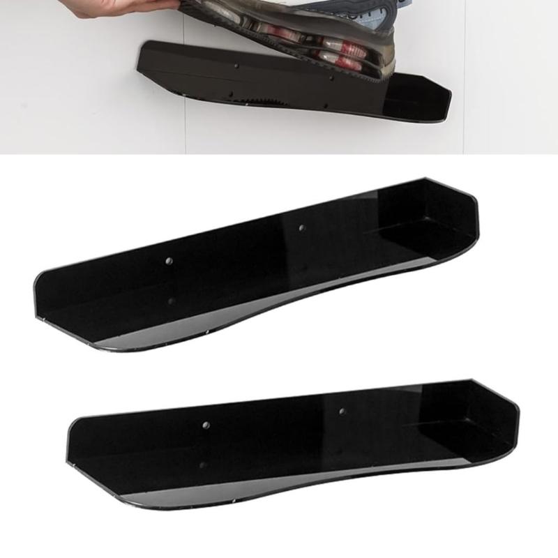 1 Pair Space Saving Shoe Display Stand Wall Mount Rack for Sneakers and High Heels Acrylic Shelf with Adjustable Height