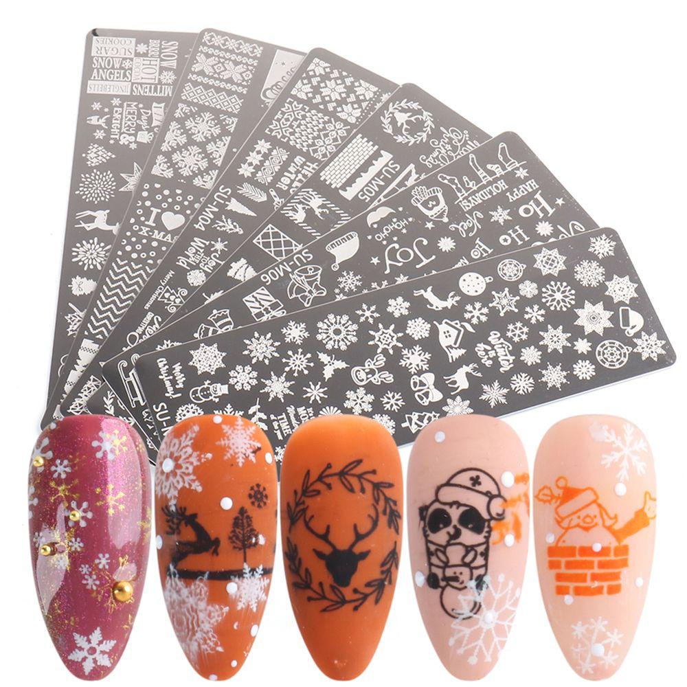 Snowflake Winter Nail Stamping Plate Image Paint Polish Stencil Nail Art  Template Stainless Steel