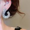 Silver Needle Super Flash Diamond-set Geometric Round Stud Earrings High-end Fashion Earrings Light Luxury Temperament Earrings