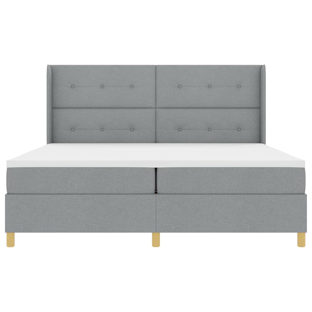 Box Spring Bed with Headboard Light Gray 200 x 200 cm Fabric