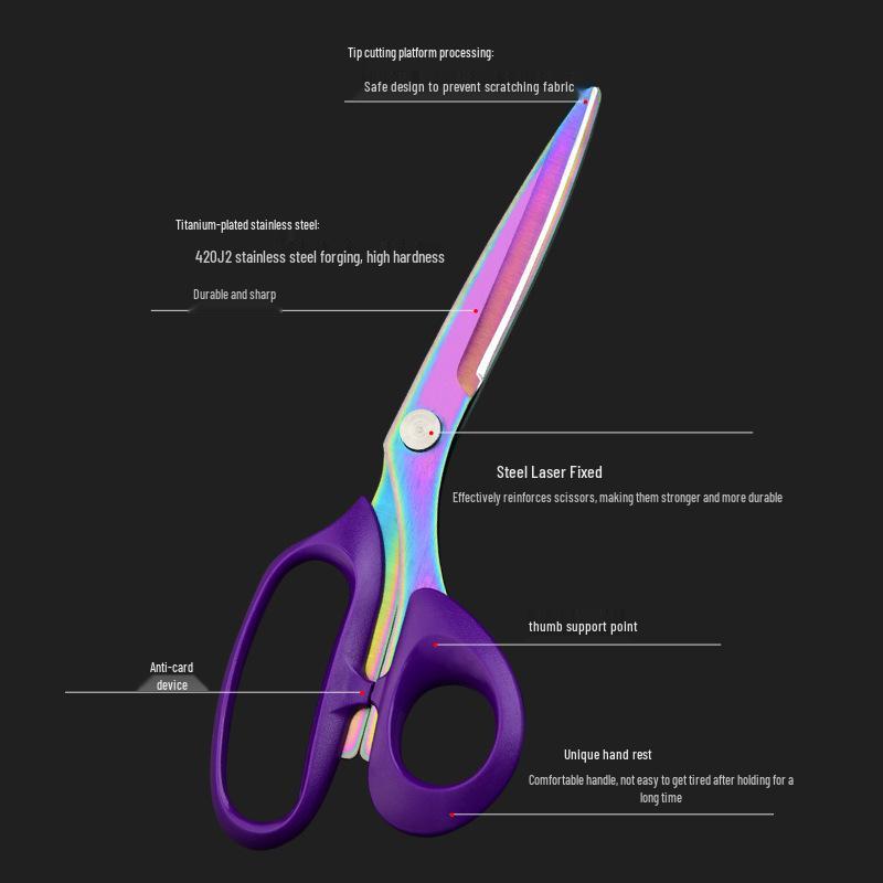Titanium-Coated Stainless Steel Tailor Scissors with PU Leather Grip for Cutting Cloth and Apparel