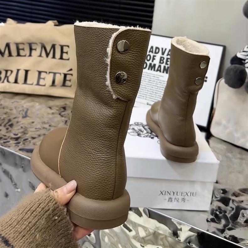 

MARCO & JOYCE new flat-bottomed snow boots autumn and winter thickened velvet warm waterproof medium boots 40 хаки