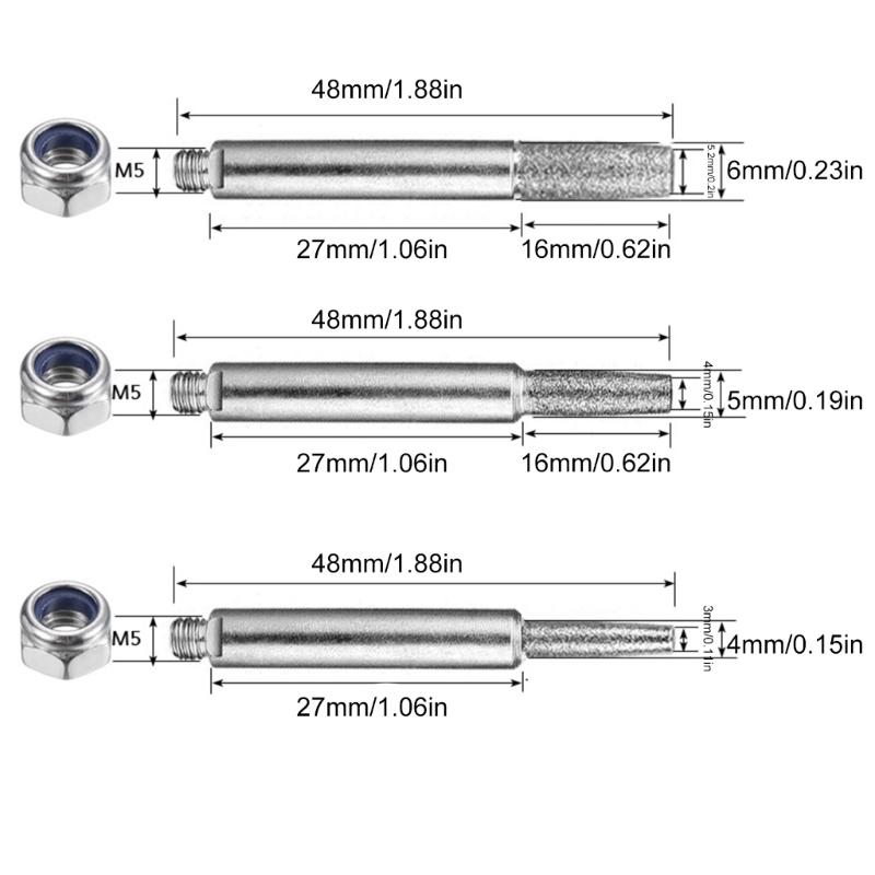 3Pcs Chainsaws Sharpener Bits  Chainsaws Sharpening Stones Chainsaws Sharpening Bits Burr Grinding Stone Grinding Tool