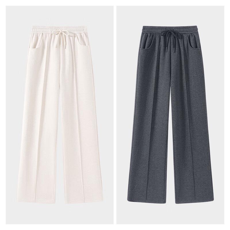 MJ STYLE Women's Herringbone Wide-Leg Straight Pants