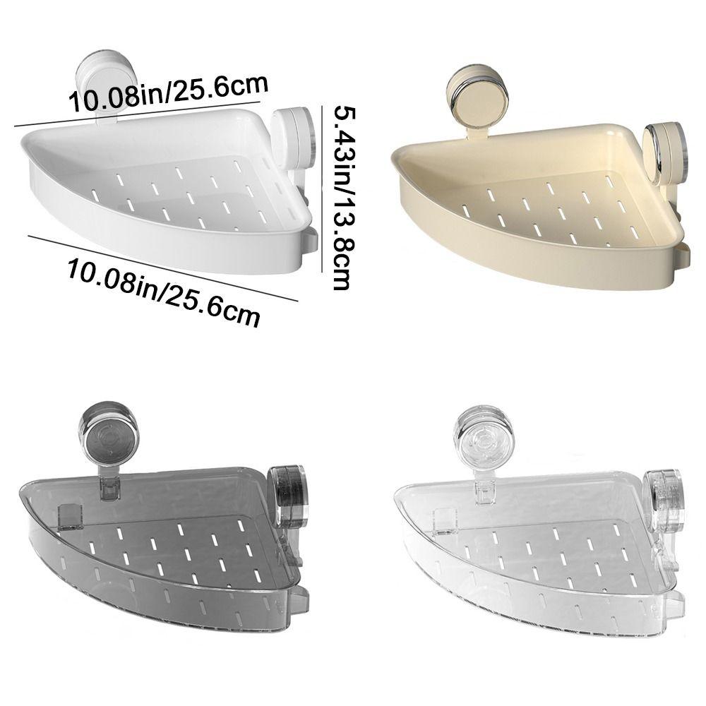 Plastic Suction Shower Basket Wall Mounted Detachable Corner Storage Rack Waterproof Powerful Triangle Storage Shelf for Home