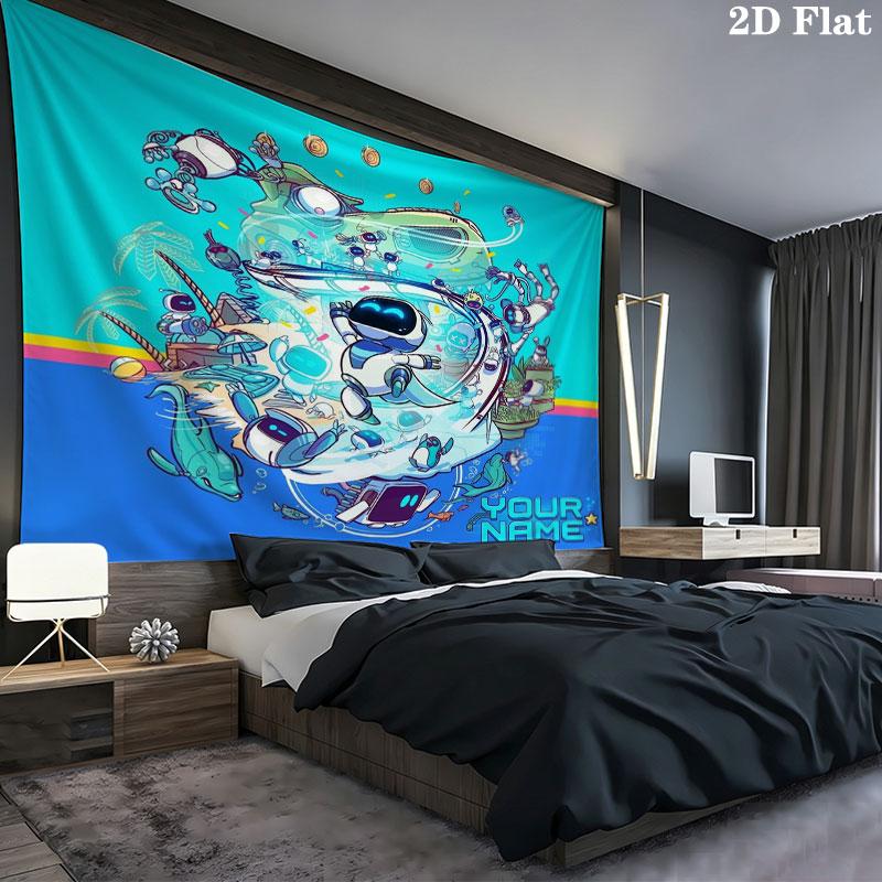 ASTRO BOT Custom Name Wall Tapestry Aesthetic Wall Hanging Printed Fabric Blanket Decorative Tapestries for Bedroom Living Room Home Decor