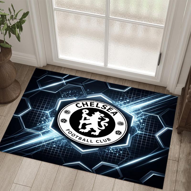 Chelsea FC Design Crystal Velvet Carpet Cozy Non?Slip Printed Rug For Bedroom Living Room Entrance