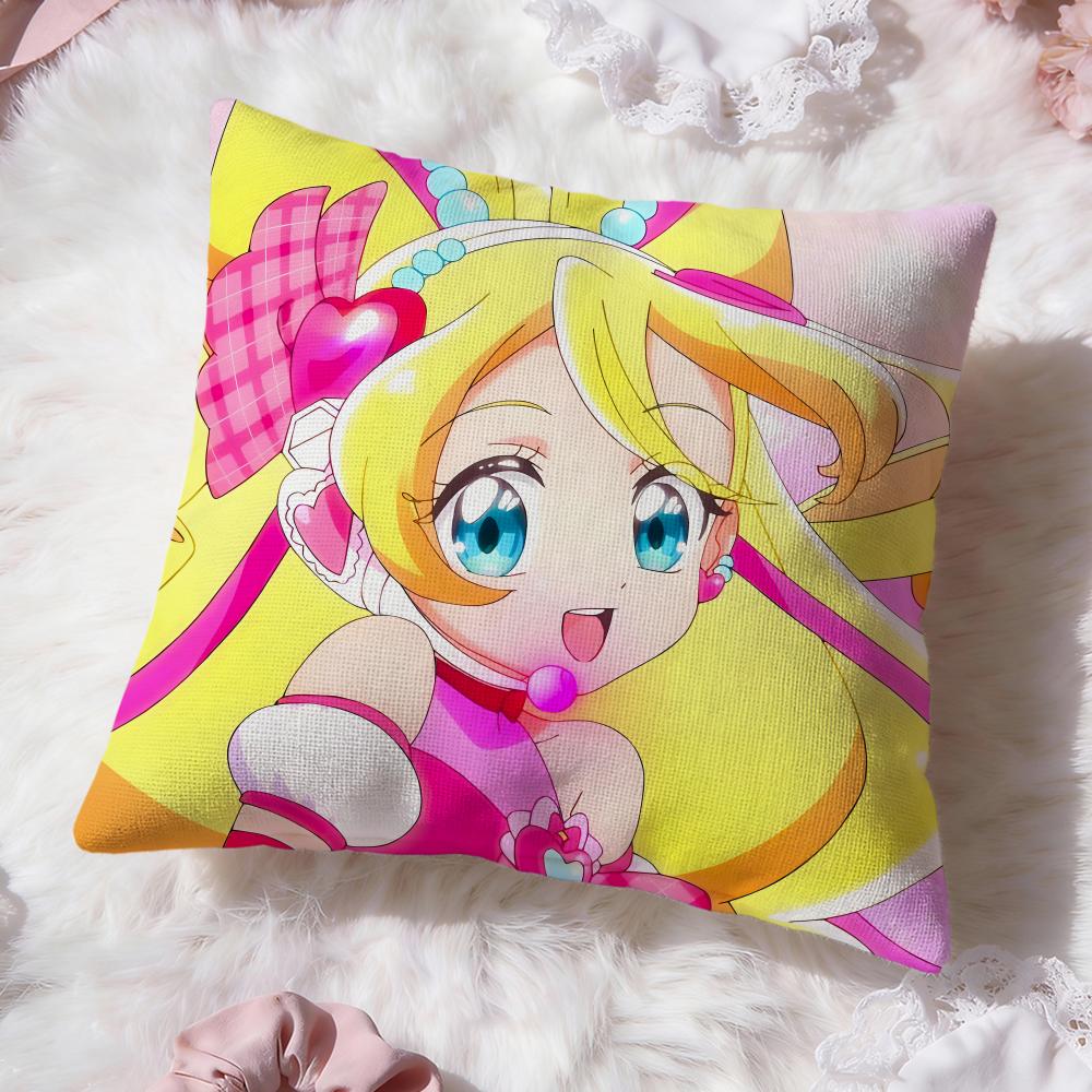 y-You and Idol Pretty Cure Cushion Cover Premium Comfort Reversible Pillow Cove -Two in One Design for Any Room & Car Interior