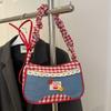 Leisure Lattice Shoulder Bag Rural Style Crossbody Bag Sweet Denim Underarm Bag  Travel