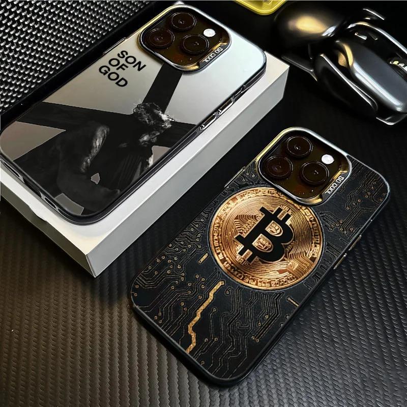 Luxury Bitcoin  Phone Case For  Mi 14T 14 3 12T 13T Pro 11 Lite 5G NE POCO M6 F6 F5 X6 M6 Electroplate Silver IMD Cover
