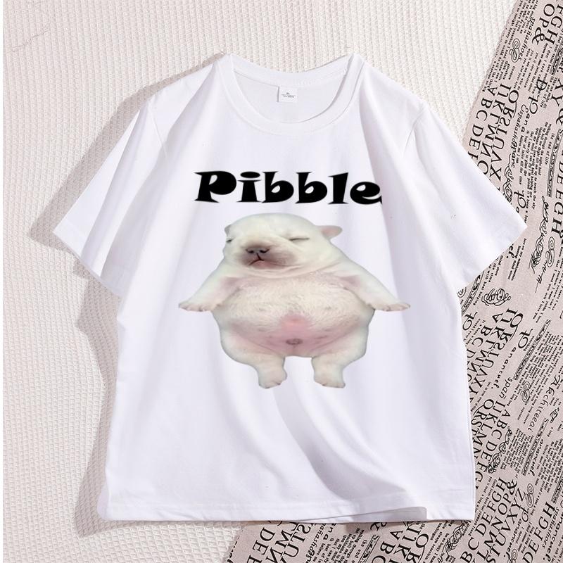 Pibble Pattern Tshirt with Personalized Highquality Printing 2026 New Hot Selling Cotton Fun Tshirt Round Neck Short Sleeved