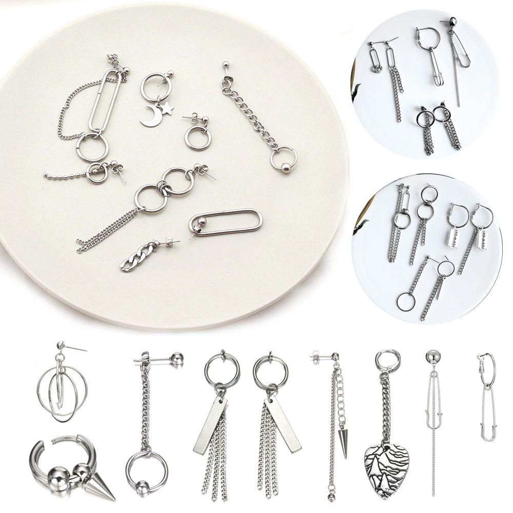 

Ювелирные аксессуары, серьги-гвоздики в стиле панк из нержавеющей стали с длинной металлической кисточкой, эффектные висячие серьги