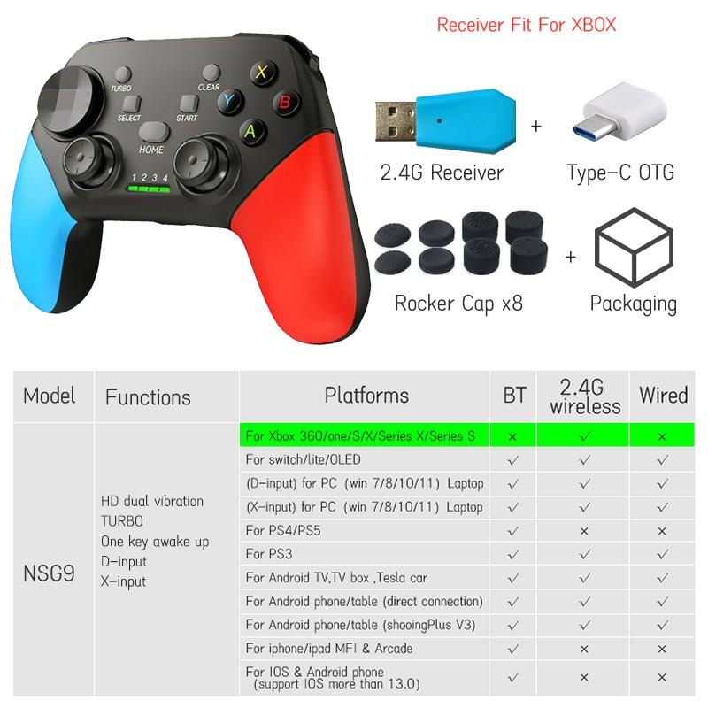 

Игровой контроллер ПК Bluetooth Беспроводной геймпад для Win10 11 ПК Steam Switch джойстик Yuzu Ryujinx чёрный