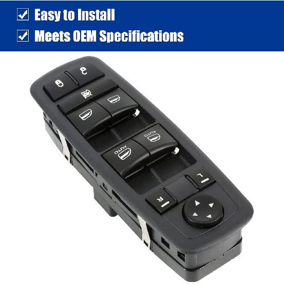Driver Side Power Master Control Window Switch Replacement For 2009-2012 Dodge Ram 1500 2500 3500, OE Replace 4602863AD 4602863AB 4602863AC 901-473