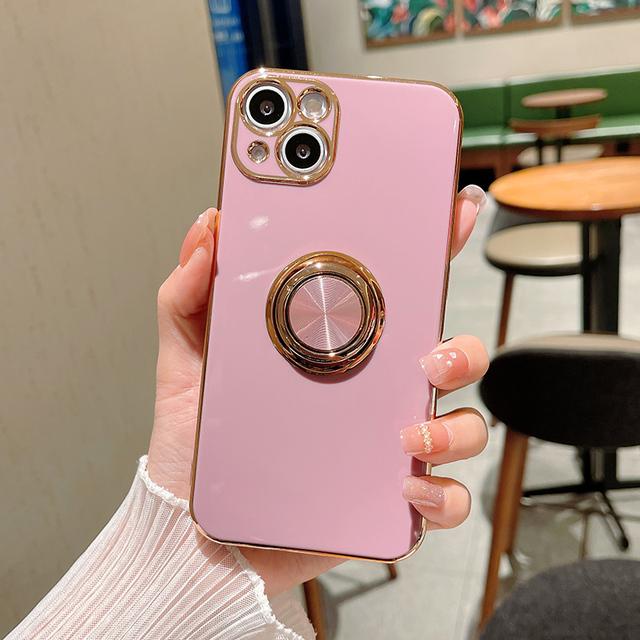 Luxury Plating Finger Ring Holder Case For Iphone 13 14 Pro Max 12 Mini Xs Xr X 8 7 Plus Se Soft Phone Cover For Iphone 11 Case
