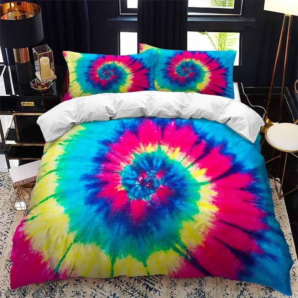 Color tie dyeing Comfortable Duvet Quilt Cover Pillowcase Bedding Set Children Bedroom Decoration Home Textile