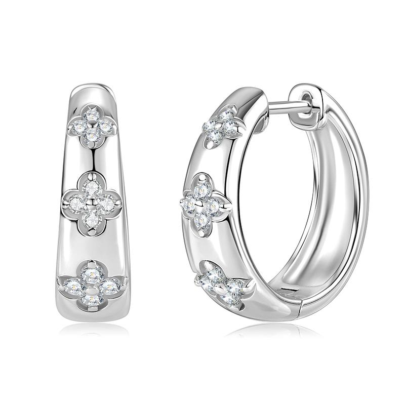 Новые Милые Серьги-Кольца Anziw с Четырехлистным Клевером и Муассанитом S925 Серебро 925 Пробы для Женщин Счастливые Изящные Ювелирные Изделия Подарки