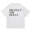 Aesthetic Letter Protect The Dolls Printing TShirt Men Women Harajuku Hip Hop Tee Unisex High Quality Casual Cotton Top Clothes