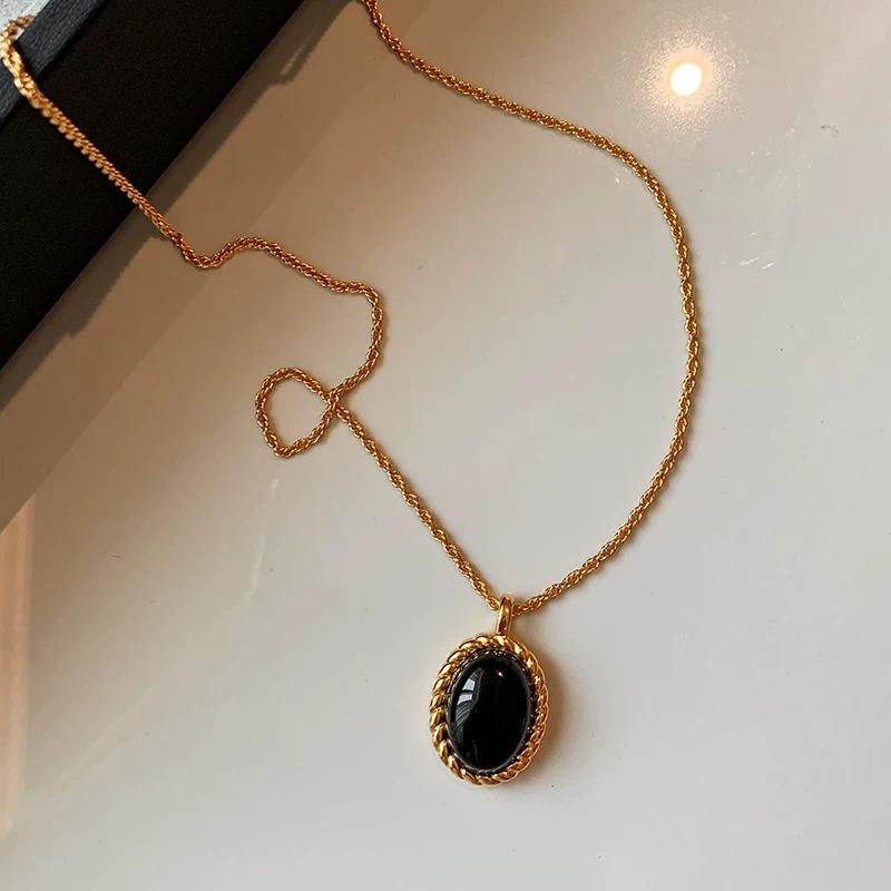 Classic Style Ins Metal Leather Woven Women s Necklace 8cm чёрный