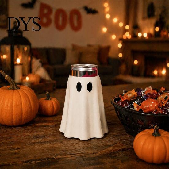 Spooky Jar Cooler Halloween Ghost Can Holder, Figurine Drink Reusable Flexible Holder Sleeve, for Party Slim Standard And Tall Cans Insulated Sleeve